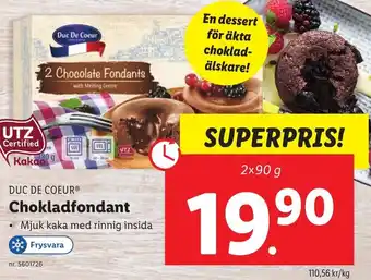 Lidl Duc De Coeur Chokladfondant 2x90 g erbjuda