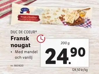 Lidl Duc De Coeur Fransk Nougat 200 g erbjuda
