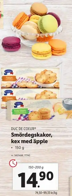 Lidl Duc De Coeur Smördegskakor, Kex Med äpple 150 g erbjuda