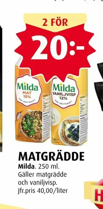 Handlar'n Milda Vispgrädde erbjuda