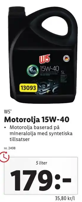 Lidl W5 Motorolja 15W-40 5 liter erbjuda