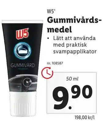 Lidl W5 Gummivårds Medel 50 ml erbjuda