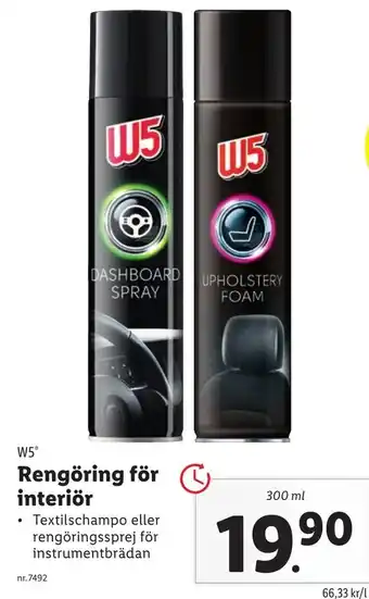Lidl W5 Rengöring för Interiör 300 ml erbjuda