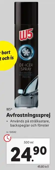 Lidl W5 Avfrostningssprej 500 ml erbjuda
