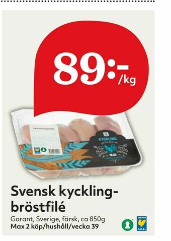 Hemköp Svensk kycklingbröstfilé erbjuda