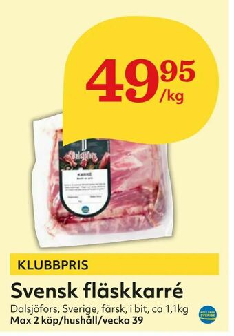 Hemköp Svensk fläskkarré erbjuda