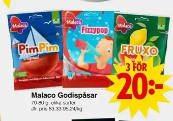 Matöppet Malaco Godispåsar erbjuda