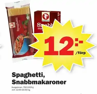 Pekås Spaghetti, Snabbmakaroner erbjuda