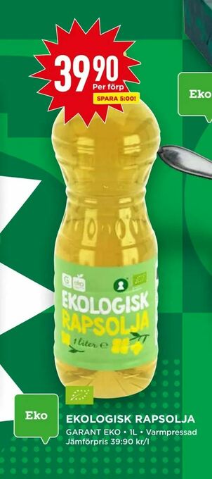 Willys Ekologisk rapsolja erbjuda