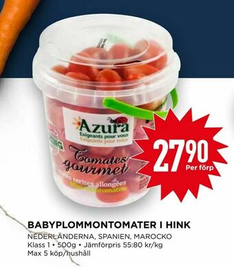 Willys Babyplommontomater i hink erbjuda