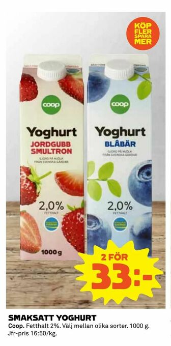 Coop Smaksatt yoghurt erbjuda