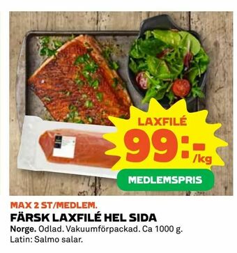 Coop FÄRSK LAXFILÉ HEL SIDA erbjuda