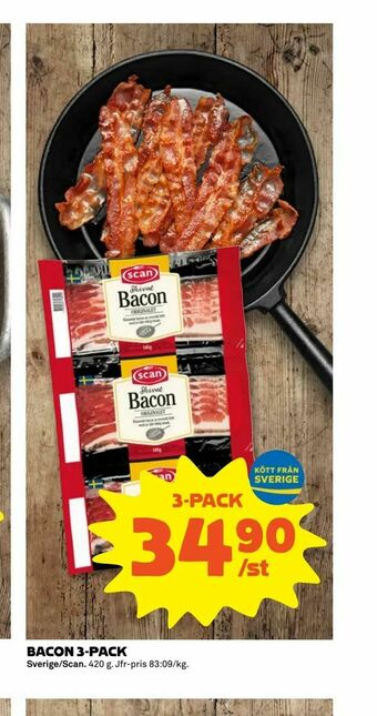Coop Extra Bacon 3-pack erbjuda