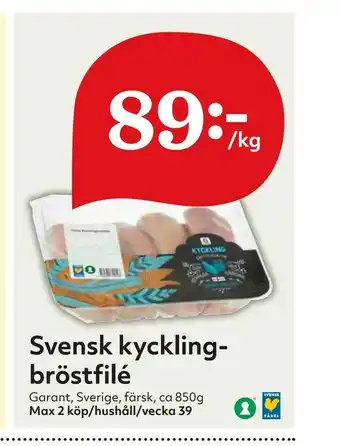 Hemköp Svensk kyckling bröstfilé erbjuda