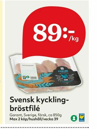 Hemköp Svensk kyckling bröstfilé erbjuda