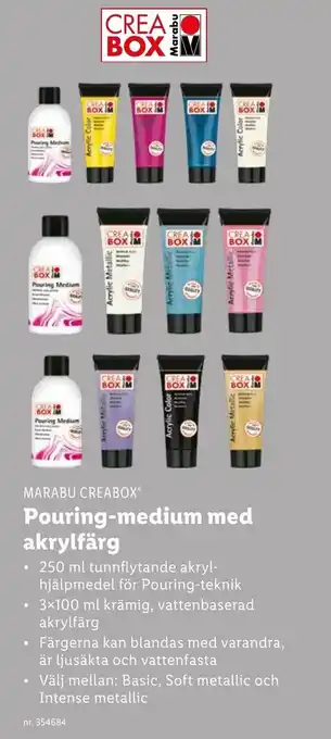 Lidl Marabu Creabox Pouring-medium Med Akrylfärg 250 ml erbjuda