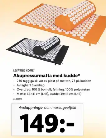 Lidl Livarno Home Akupressurmatta Med Kudde erbjuda