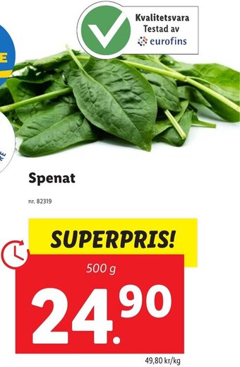 Lidl Spenat 500 g erbjuda