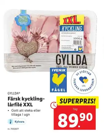 Lidl Gyllda Färsk Kyckling-Lårfilé XXL 1 kg erbjuda
