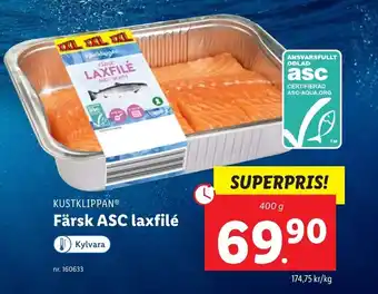 Lidl Kustklippan Färsk ASC Laxfilé 400 g erbjuda