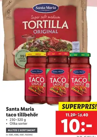 Lidl Santa Maria Taco Tillbehör 230-320 g erbjuda