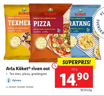 Lidl Arla Köket Riven Ost 150 g erbjuda