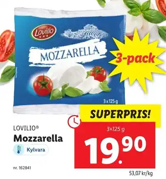 Lidl Lovilio Mozzarella 3x125 g erbjuda