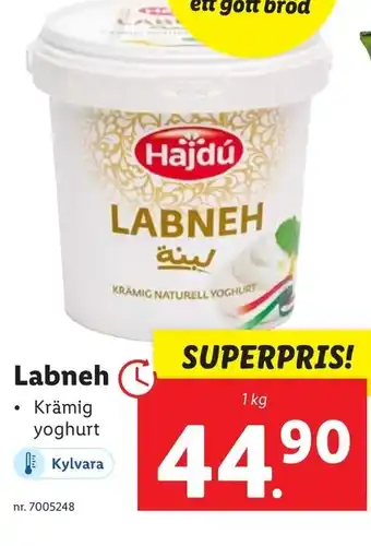 Lidl Labneh Krämig Yoghurt 1 kg erbjuda