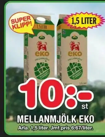 Nya Pulsen Mellanmjölk eko erbjuda