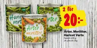 City Gross Ärtor, Morötter, Haricot Verts erbjuda