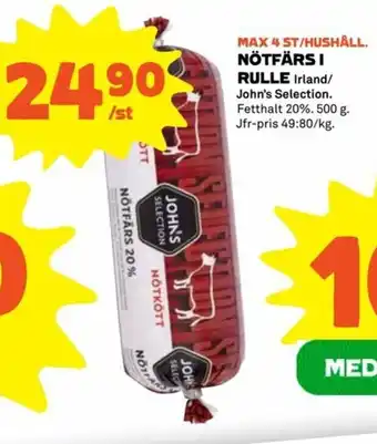 Coop John's Selection Nötfärs I Rulle 500g erbjuda