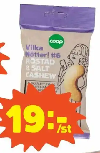 Coop Coop Rostade & Saltade Cashewnötter 100g erbjuda