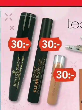 Ögonbrynsgel, Highlights stick, Mascara