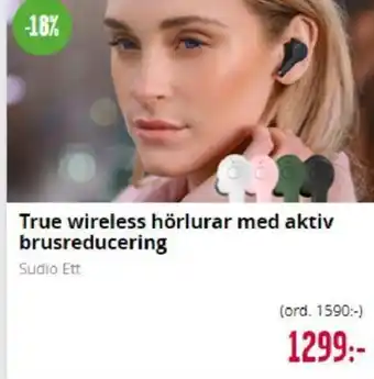 Teknikmagasinet True wireless hörlurar med aktiv brusreducering erbjuda
