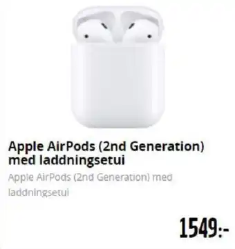Teknikmagasinet Apple AirPods (2nd generation) med laddningsetui erbjuda