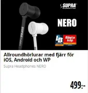 Teknikmagasinet Allroundhörlurar med fjärr för iOS, Android och WP Supra Headphones Nero erbjuda