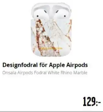 Teknikmagasinet Designfodral för Apple Airpods, Onsala Airpods Fodral White Rhino Marble erbjuda
