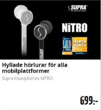 Teknikmagasinet Hyllade hörlurar för alla mobilplattformer, Supra Headphones NiTRO erbjuda