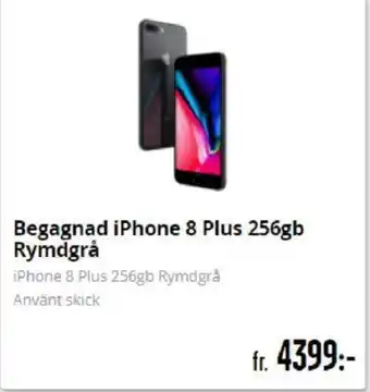 Teknikmagasinet Begagnad iPhone 8 Plus 256GB Rymdgrå, iPhone 8 Plus 256GB Rymdgrå Använt skick erbjuda