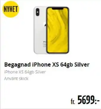 Teknikmagasinet Begagnad iPhone XS 64GB Silver, iPhone XS 64GB Silver Använt skick erbjuda