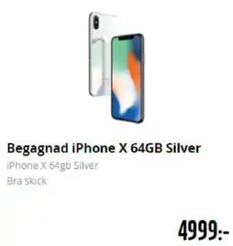 Teknikmagasinet Begagnad iPhone X 64GB Silver, iPhone X 64GB Silver Bra skick erbjuda