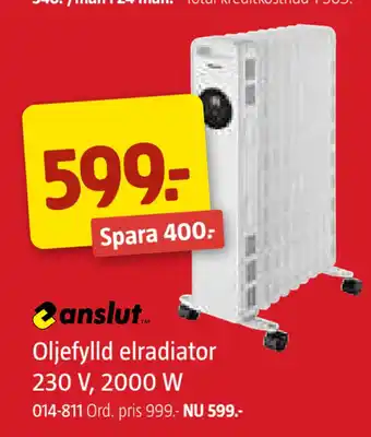 Jula Oljefylld elradiator 230 V, 2000 W erbjuda