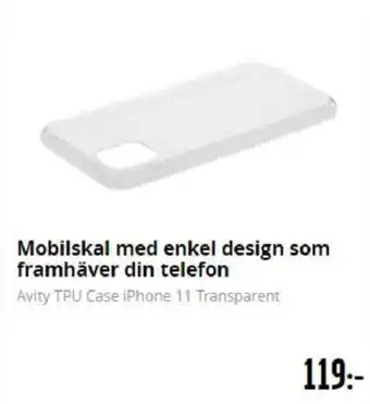 Teknikmagasinet Mobilskal med enkel design som framhäver din telefon, Avity TPU Case iPhone 11 Transparent erbjuda