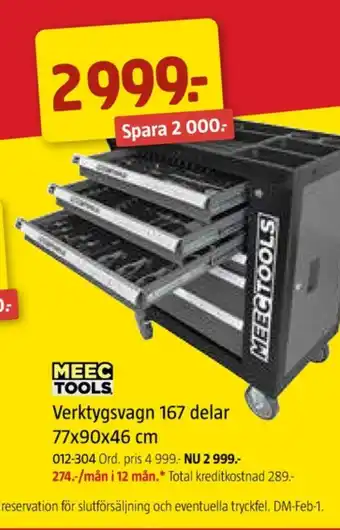 Jula Meec tools verktygsvagn erbjuda