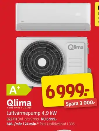 Jula Qlima värmepump erbjuda