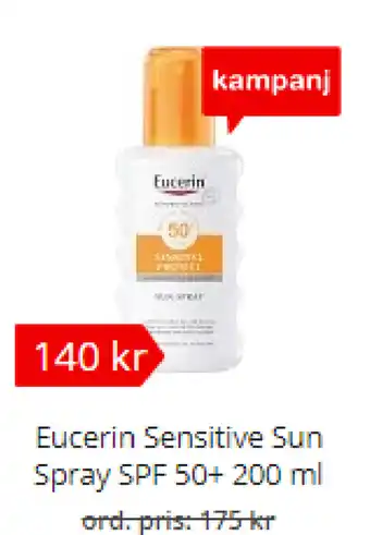 Apotea Eucerin Sensitive Sun Spray SPF 50+ 200ml erbjuda