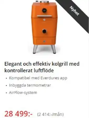 NetOnNet Elegant och effektiv kolgrill med kontrollerat luftflöde erbjuda