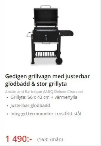 NetOnNet Gedigen grillvagn med justerbar glödbädd & stor grillyta erbjuda
