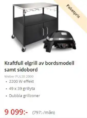 NetOnNet Kraftfull elgrill av bordsmodell samt sidobord erbjuda