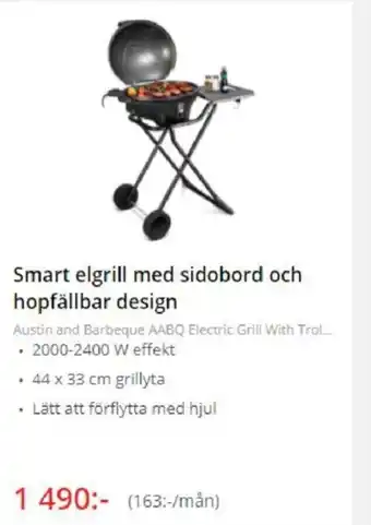 NetOnNet Smart elgrill med sidobord och hopfällbar design erbjuda